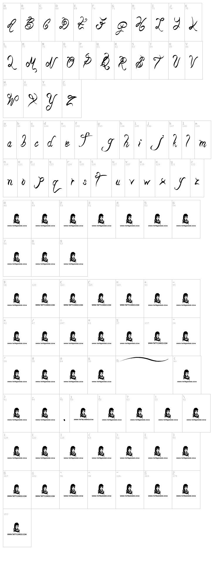 Beauty Pagent font map
